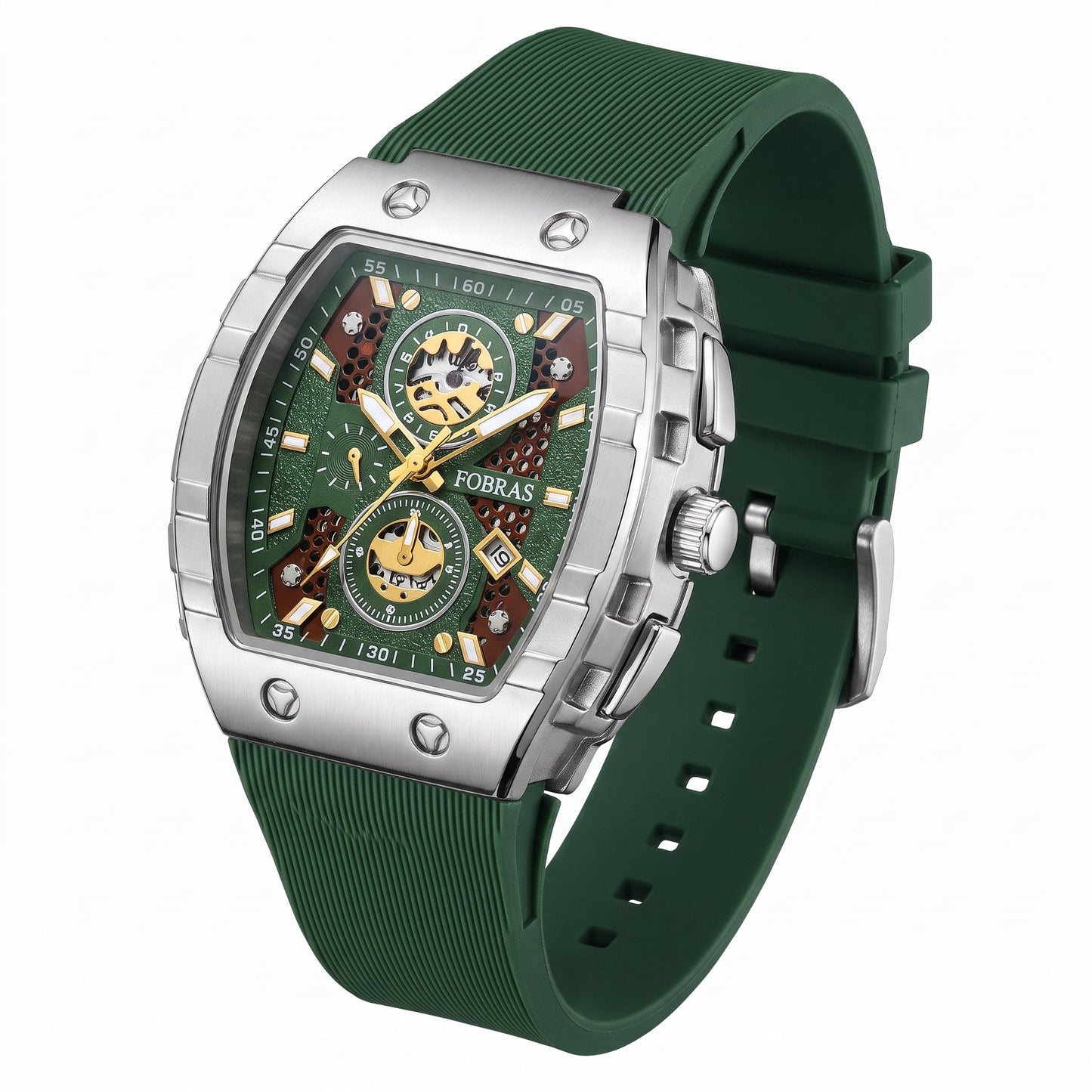 FOBRAS Luxury Black Automatic Skeleton Watch for Men