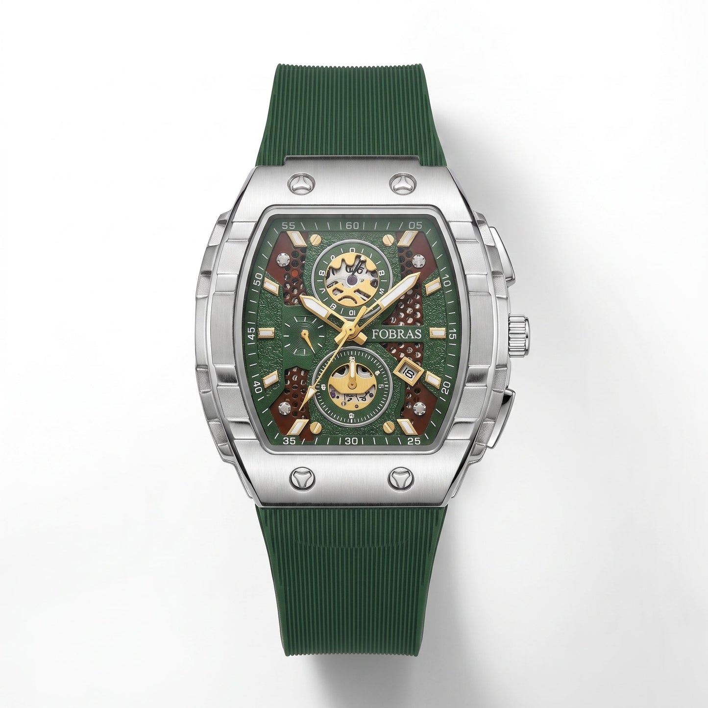 FOBRAS Luxury Black Automatic Skeleton Watch for Men