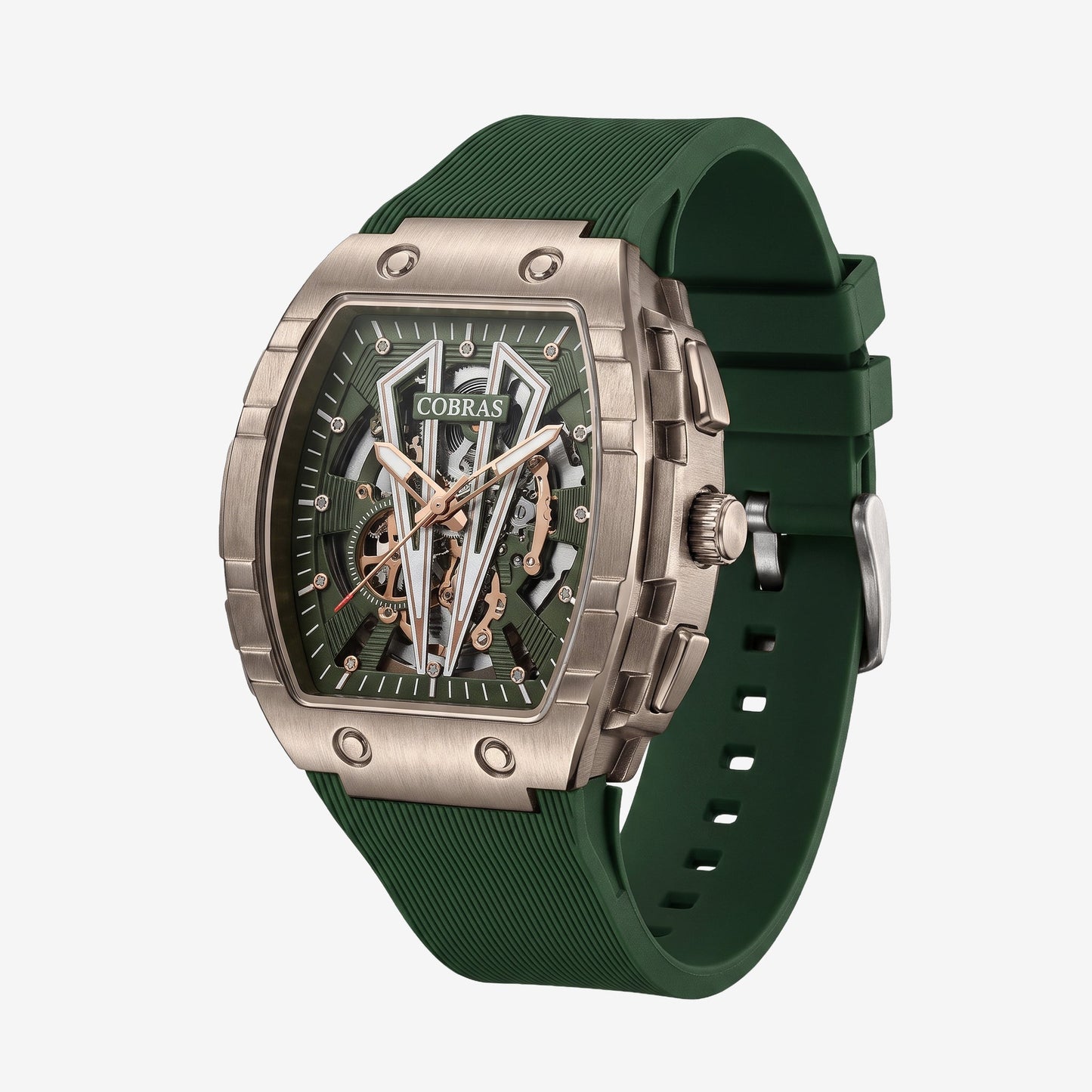 FOBRAS Luxury Gun Metal Grey Automatic Skeleton Watch for Men