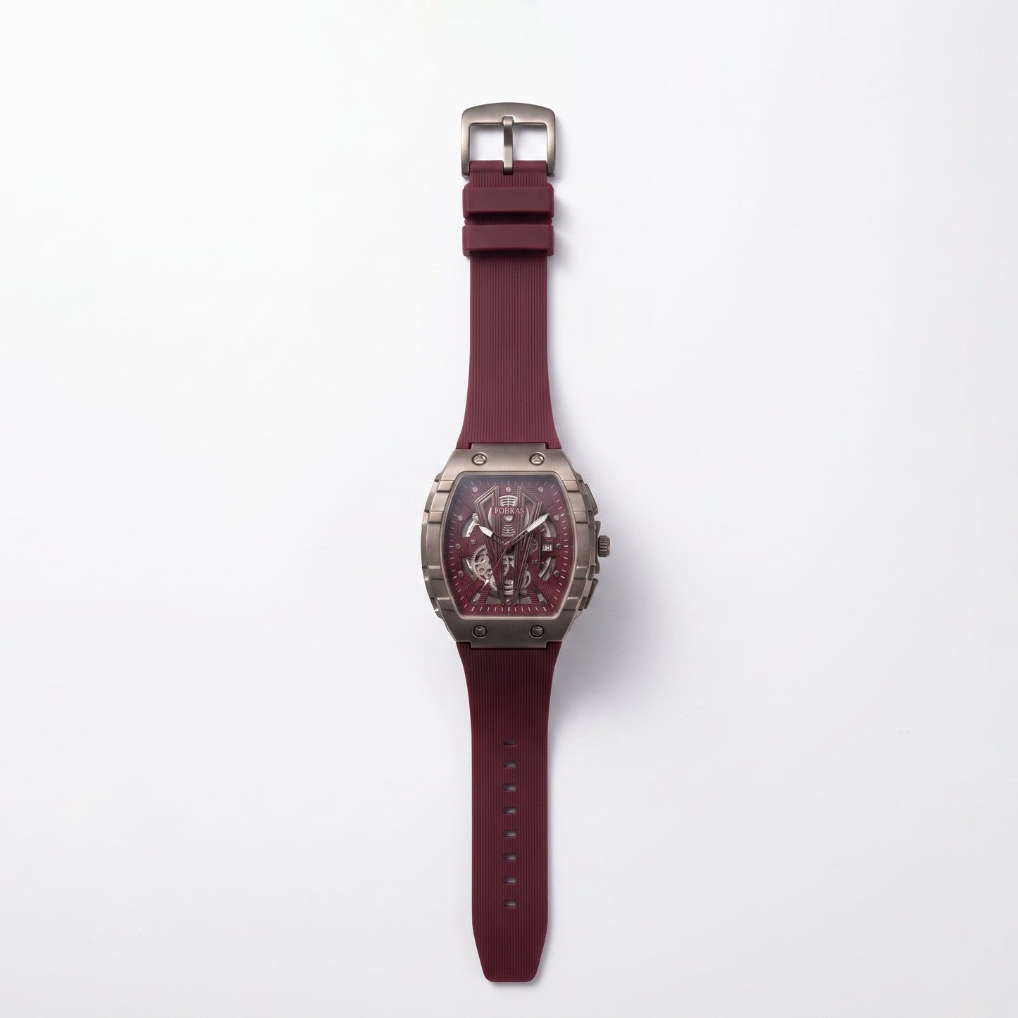 FOBRAS Luxury Gun Metal Grey Automatic Skeleton Watch for Men