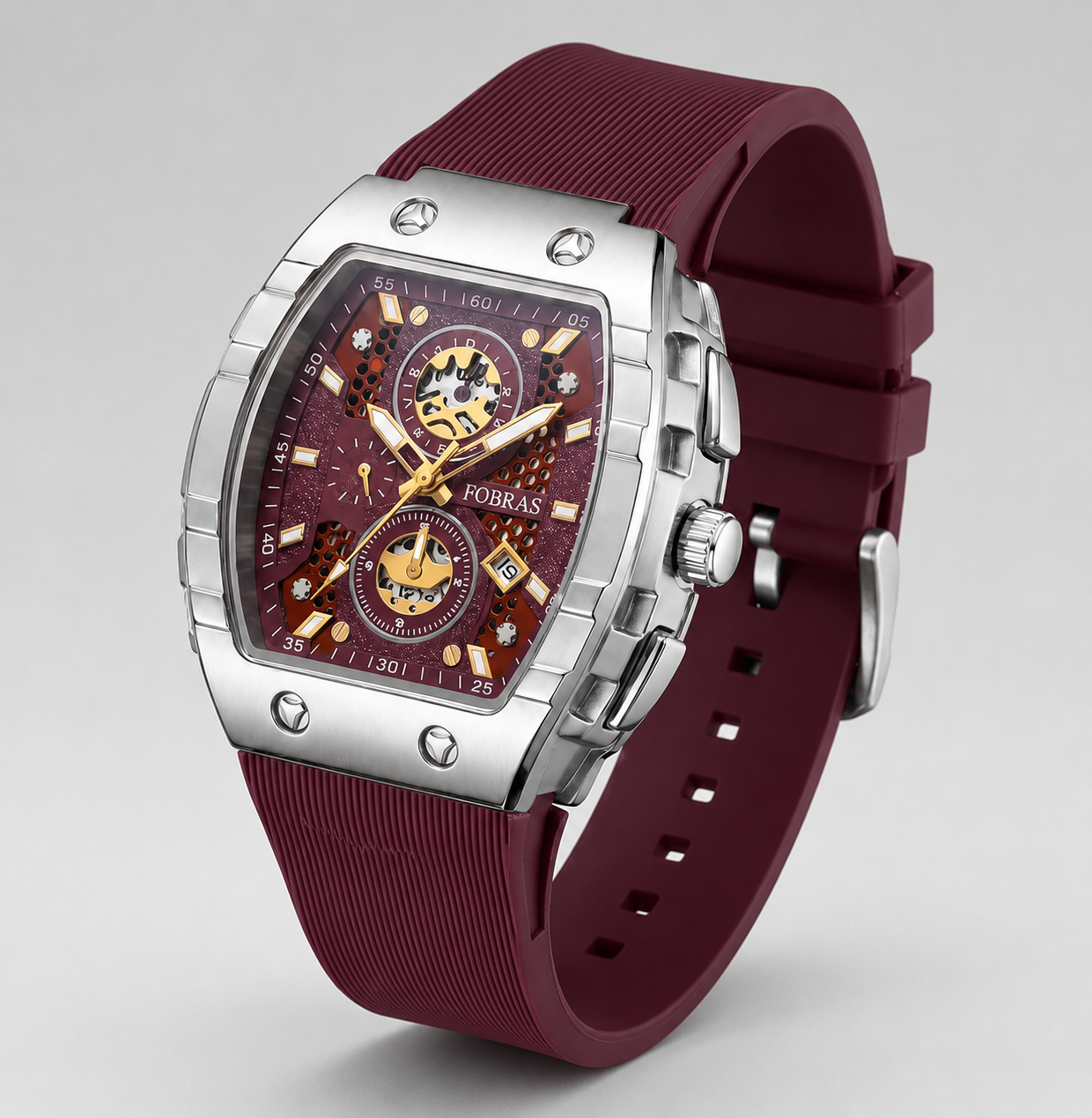 FOBRAS Luxury Black Automatic Skeleton Watch for Men