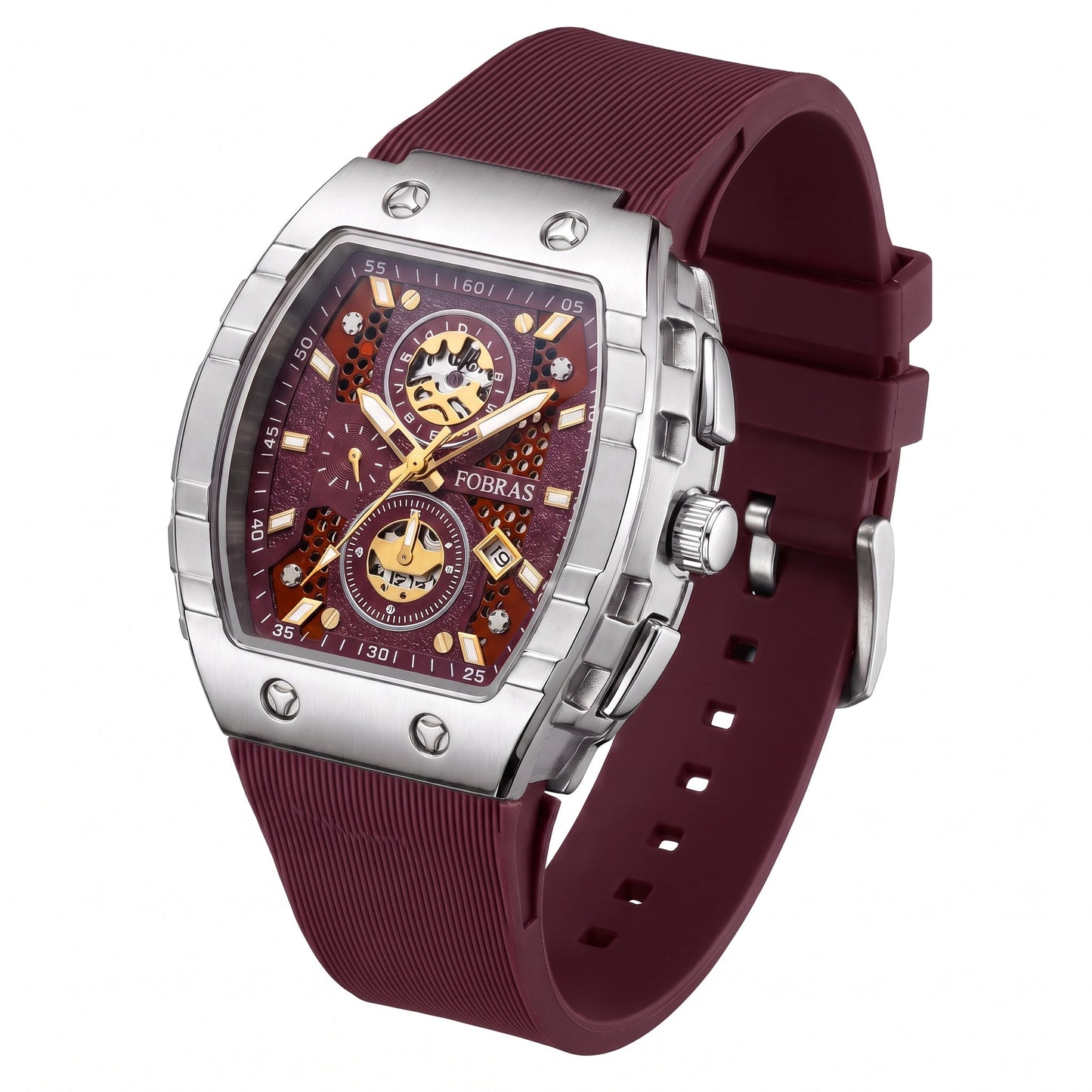 FOBRAS Luxury Black Automatic Skeleton Watch for Men